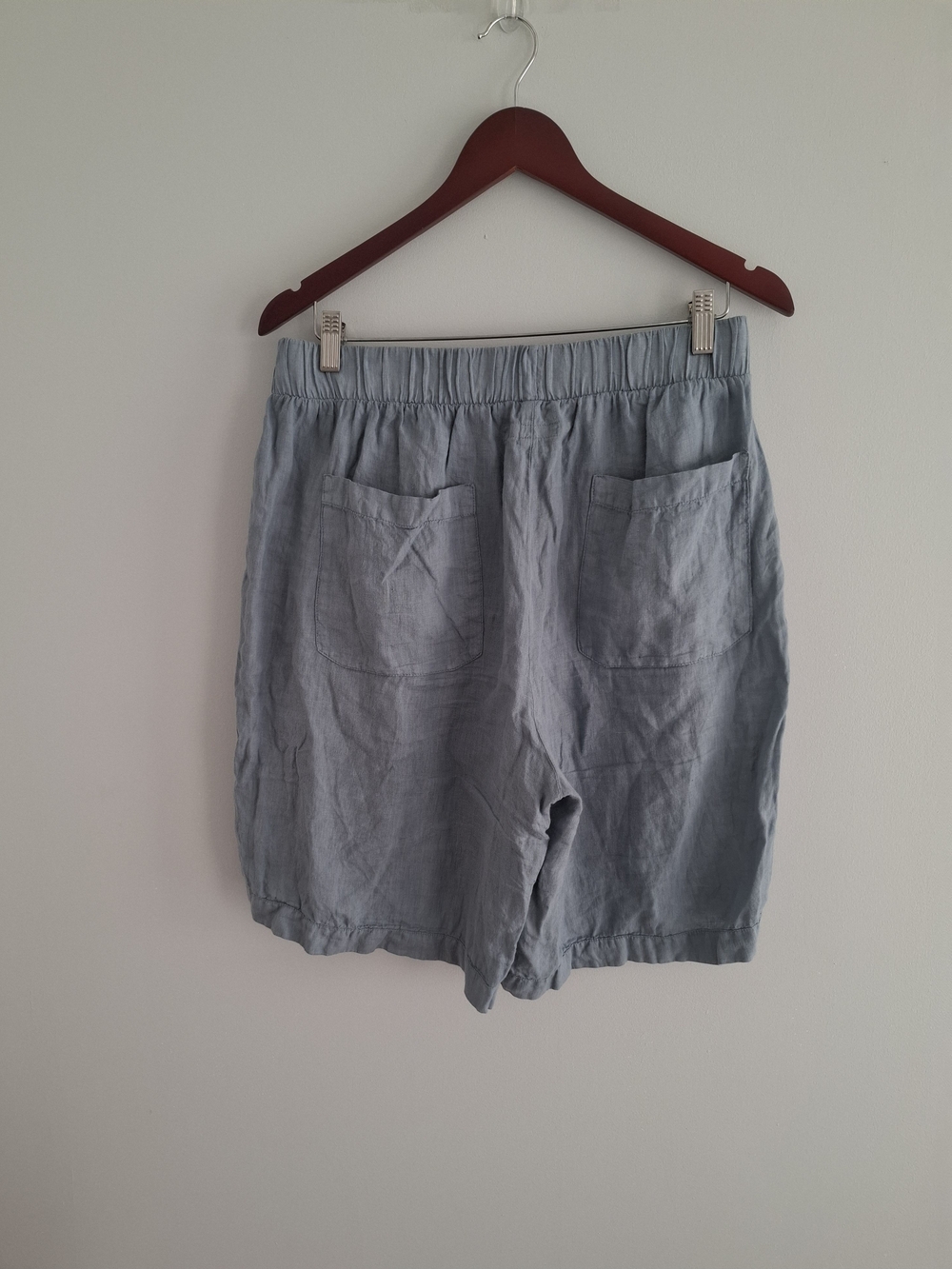 Flax Soft Blue Linen Elastic-Waist Bermuda Shorts SZ M - Picture 2 of 9